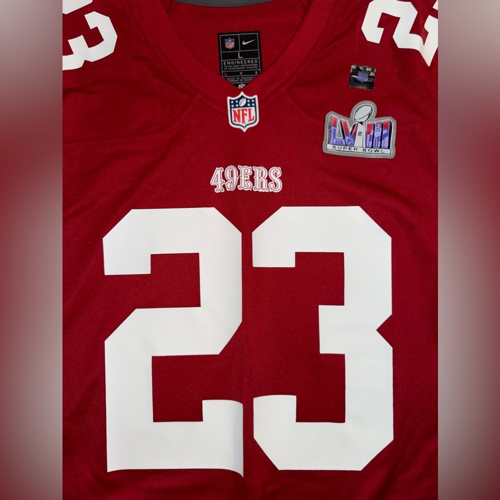 Nike NFL San Francisco 49ers Super Bowl LVIII Christian McCaffrey - Red Jersey